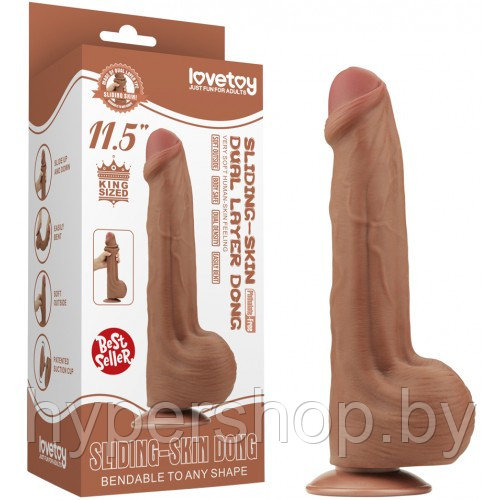 Реалистичный фаллоимитатор-мулат на присоске Lovetoy Sliding-Skin Dual Layer Dong 29 см