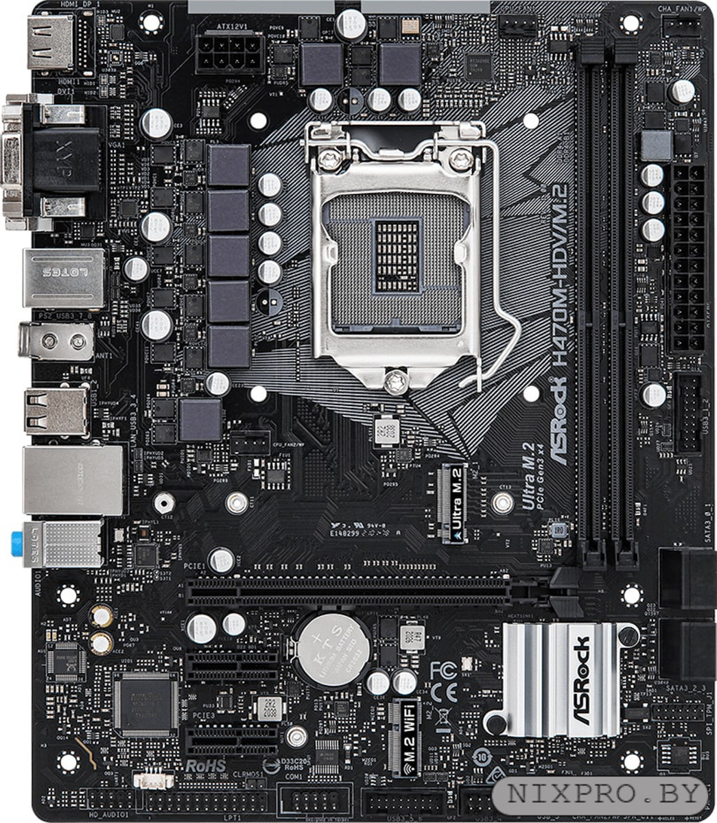 ASRock H470M-HDV/M.2 (RTL) LGA1200 H470 PCI-E Dsub+DVI+HDMI GbLAN SATA MicroATX 2DDR4