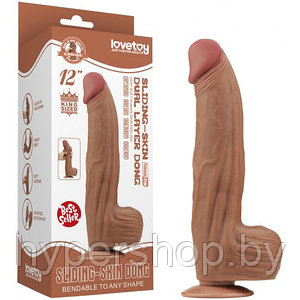 Реалистичный фаллоимитатор-мулат на присоске Lovetoy Sliding-Skin Dual Layer Dong 31 см