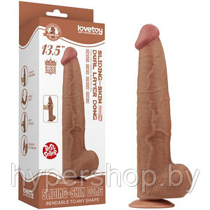 Реалистичный фаллоимитатор-мулат на присоске Lovetoy Sliding-Skin Dual Layer Dong 34 см