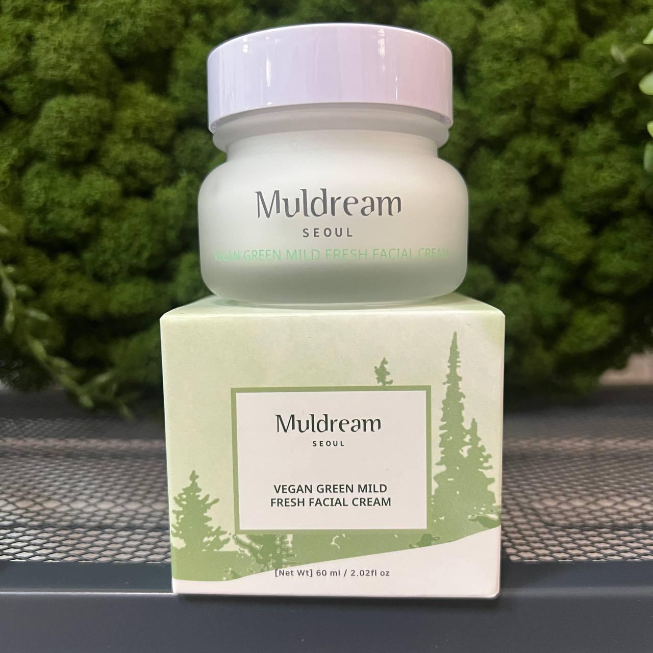 Успокаивающий крем для лица Muldream Green Vegan Mild Fresh Facial Cream, 60мл