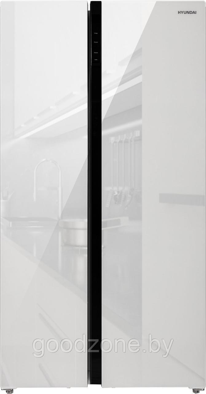 Холодильник side by side Hyundai CS6503FV (белое стекло) - фото 1 - id-p215524177