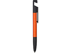 Ручка-стилус металлическая шариковая многофункциональная (6 функций) Multy, оранжевый, фото 3