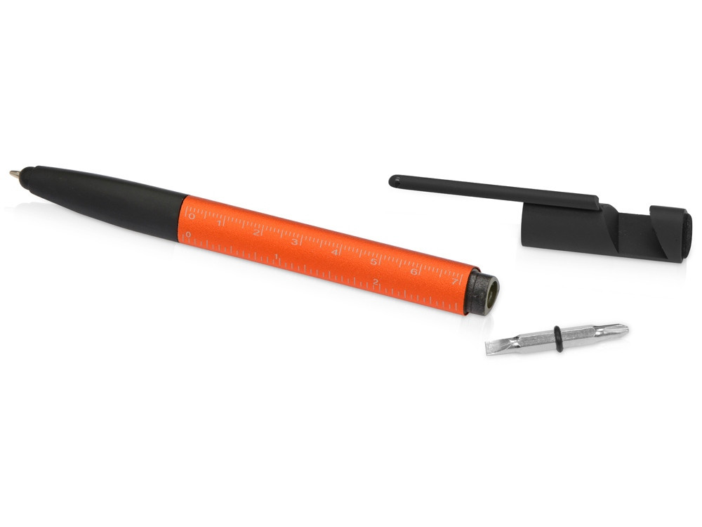 Ручка-стилус металлическая шариковая многофункциональная (6 функций) Multy, оранжевый - фото 7 - id-p215527425