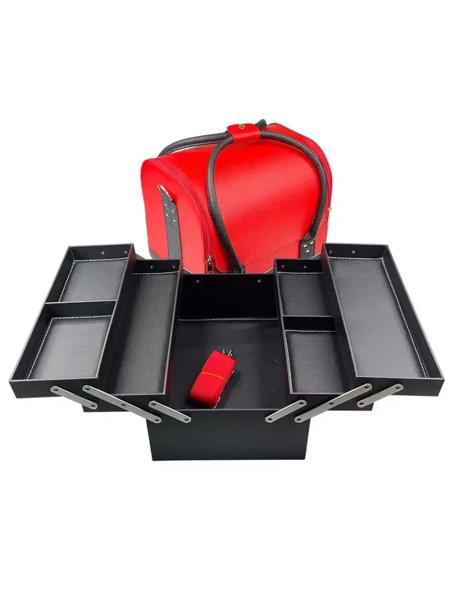 Сумка-чемодан Nail-beauty / косметический кейс для маникюра для косметики / косметичка (Красный-Чёрный) - фото 3 - id-p215527319