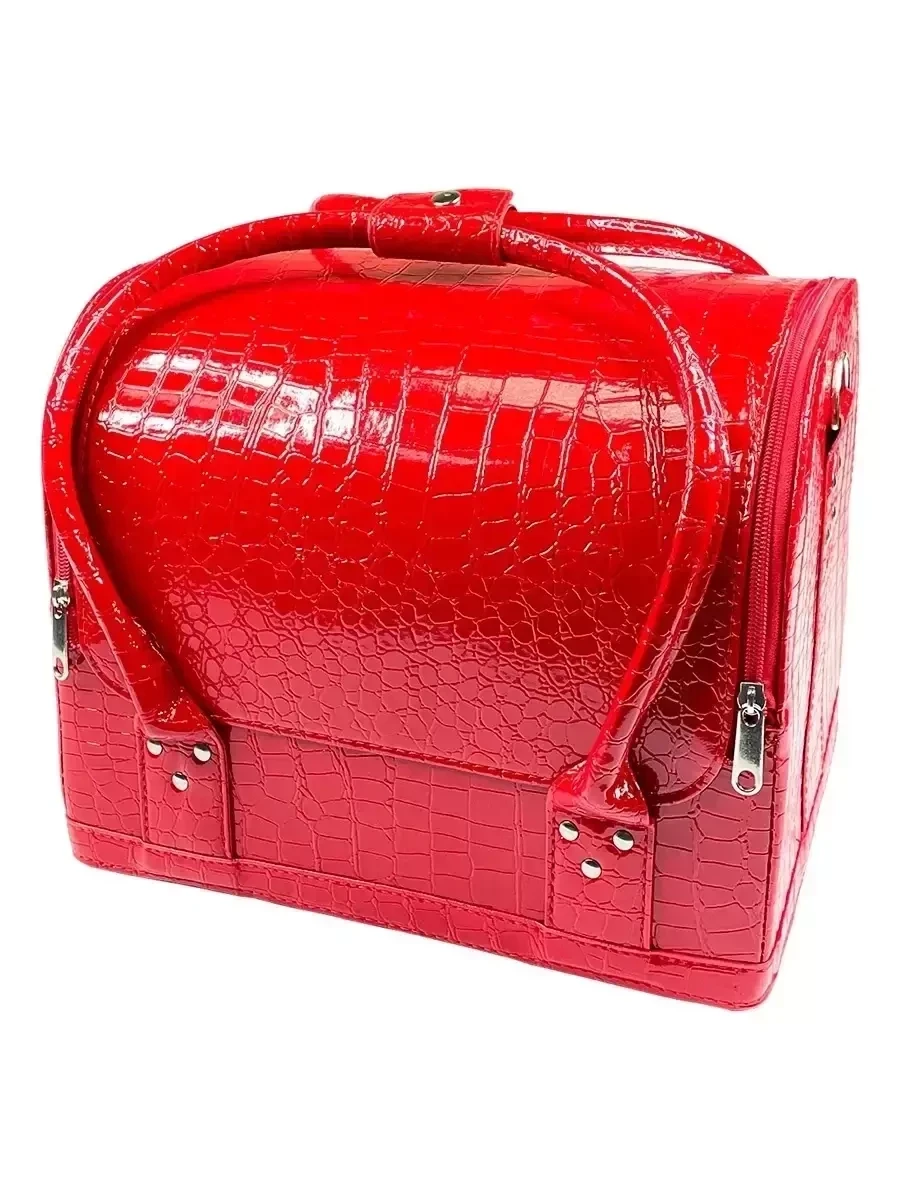 Сумка-чемодан Nail-beauty / косметический кейс для маникюра для косметики / косметичка (Красный-Чёрный) - фото 3 - id-p215527320