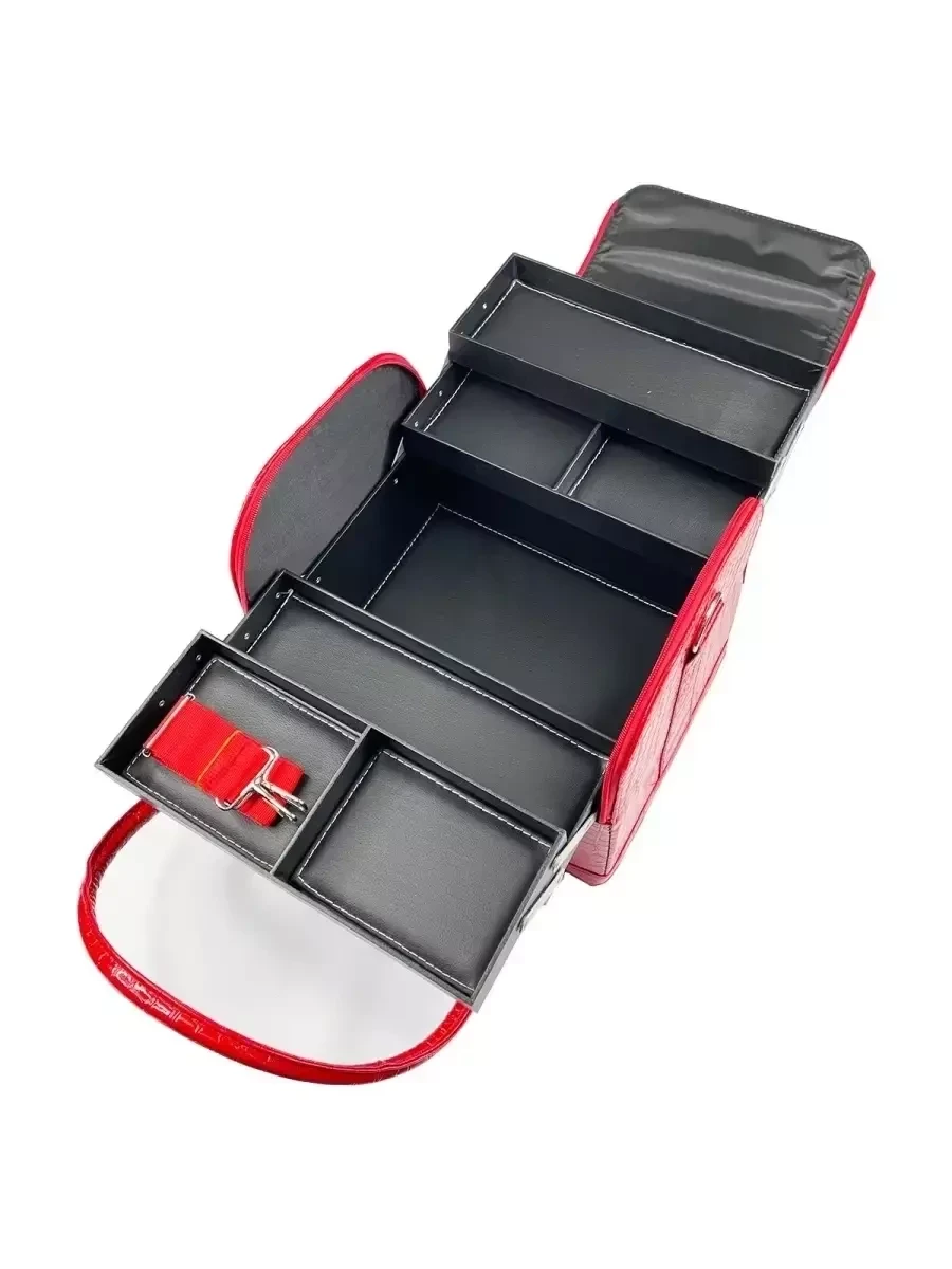 Сумка-чемодан Nail-beauty / косметический кейс для маникюра для косметики / косметичка (Красный-Чёрный) - фото 5 - id-p215527320