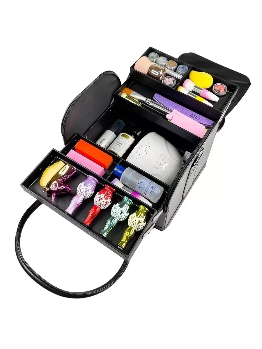 Сумка-чемодан Nail-beauty / косметический кейс для маникюра для косметики / косметичка (Красный-Чёрный) - фото 6 - id-p215527320