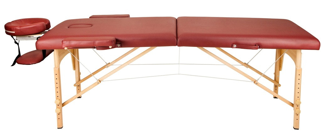 Массажный стол Atlas Sport складной 2-с 60 см деревянный + сумка в подарок (бургунди) - фото 1 - id-p215527585
