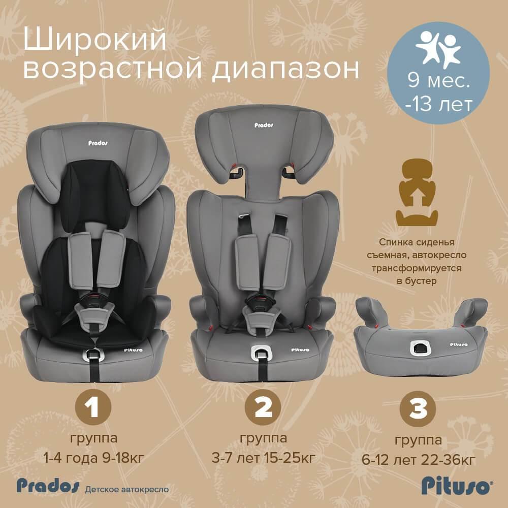 Детское автокресло Pituso (9-36 кг) Prados Black Grey/Черно-Серый - фото 2 - id-p215534976