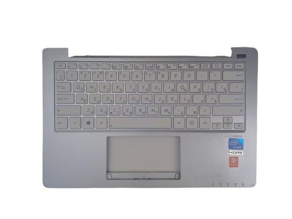 Верхняя часть корпуса (Palmrest) Asus VivoBook X201 с клавиатурой, серебристый, RU (с разбора)