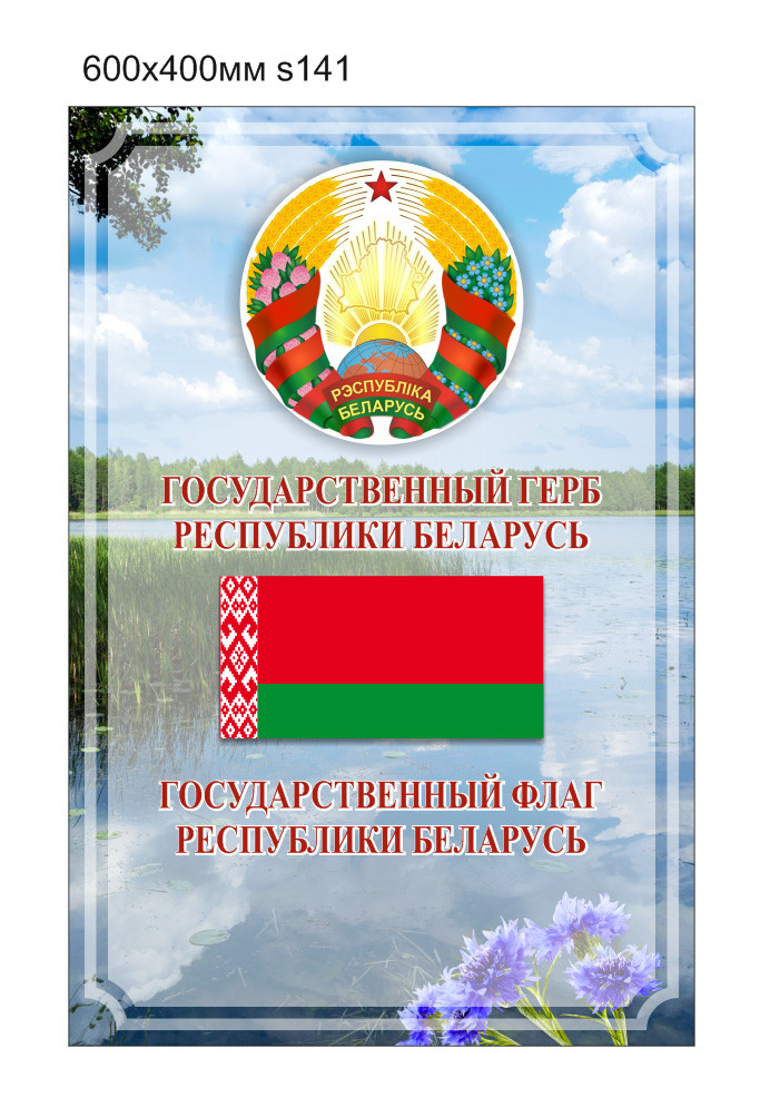 Стенд с символикой Республики Беларусь, с флагом и гербом. 600х400мм. - фото 2 - id-p215535102