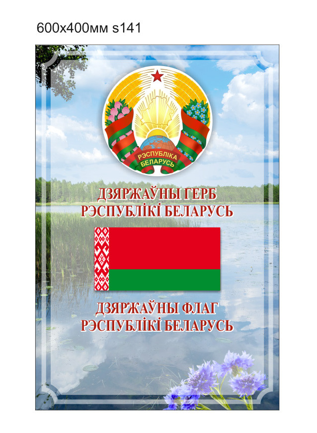 Стенд с символикой Республики Беларусь, с флагом и гербом. 600х400мм. - фото 1 - id-p215535097