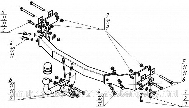 Прицепное устройство (фаркоп) Hyundai Santa FE 3 (DM) (2012 - 2018) 90908A - фото 1 - id-p215547536