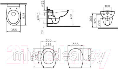 Унитаз подвесной с инсталляцией VitrA Normus / 9773B003-7206 - фото 10 - id-p215551693