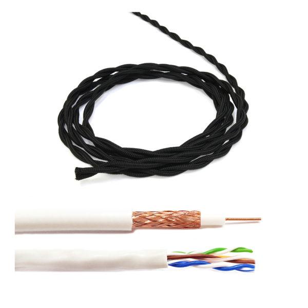 Ретро провод витой Lindas UTP 5e + TV/SAT черный "Винтаж"