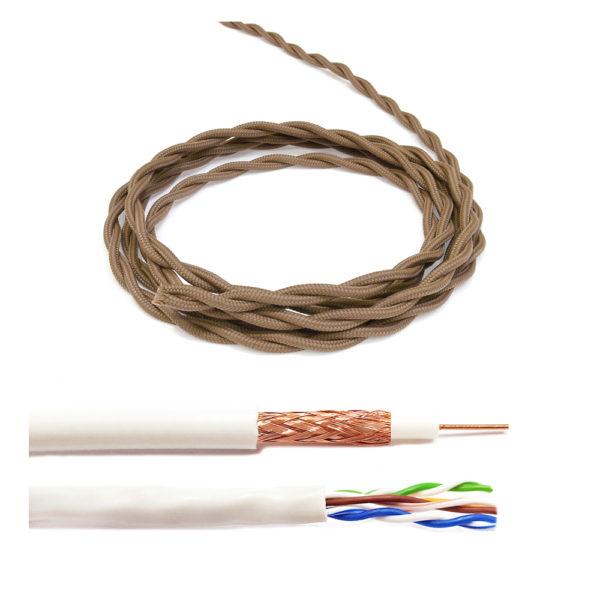 Ретро провод витой Lindas UTP 5e + TV/SAT бежевый "Винтаж"