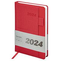 Ежедневник датированный 2024 А5 138х213 мм "Pocket", под кожу, карман, держатель для ручки, красный