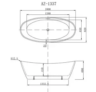 Ванна акриловая Azario Easton AZ-1337B 180x82 с сифоном и каркасом, черная/белая, фото 2