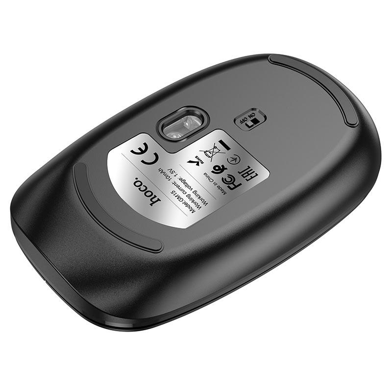 Bluetooth мышь - HOCO GM15, 4 кнопоки, питание 1xAA, 1600dp, с двумя режимами подключения 2.4G + BT, чёрная - фото 5 - id-p215565650