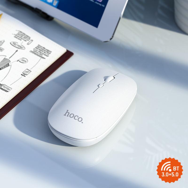 Bluetooth мышь - HOCO GM15, 4 кнопоки, питание 1xAA, 1600dp, с двумя режимами подключения 2.4G + BT, белая - фото 3 - id-p215566028