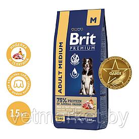 Brit Premium Dog Adult Medium корм сухой для собак средних пород с индейкой и телятиной,1 кг