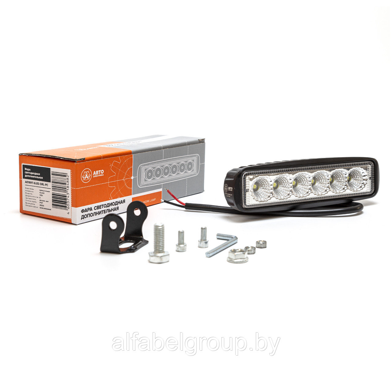 Фара светодиодная доп. прям. AE18RT-6LED-DRL-PC (ДХО), 6 диодов, рас. свет, 18W, 12/24 В, КамАЗ, МАЗ, - фото 1 - id-p214632186