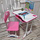 Растущая парта (стол) и растущий стул для дошкольника (подставка для книг, полка для канцтоваров) Розовый, фото 3