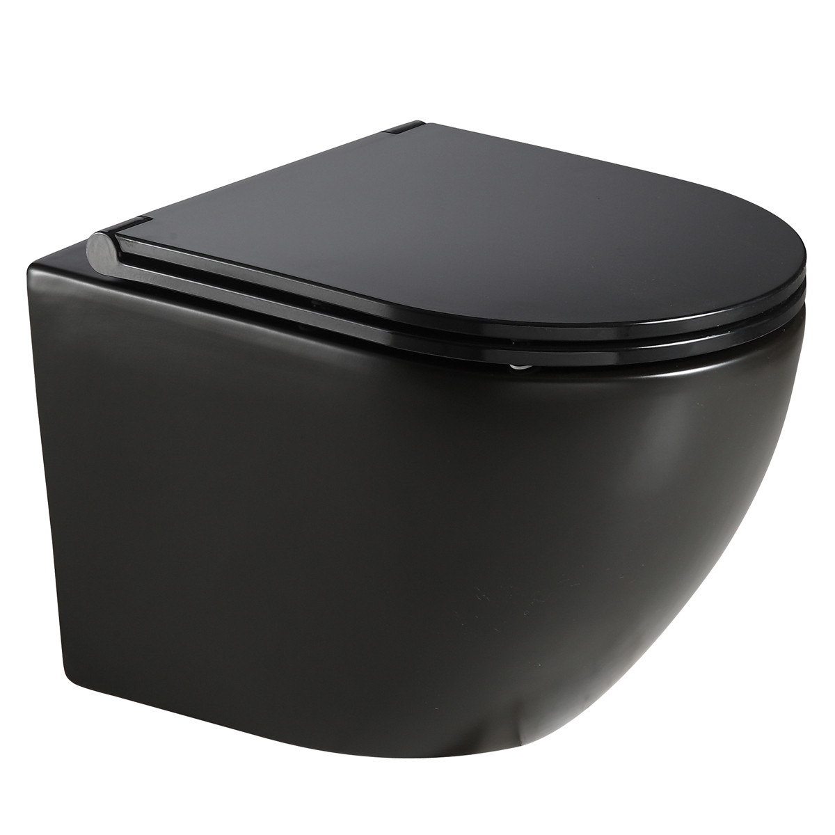 Унитаз подвесной Azario Grado 490х370х360 безободковый, с сиденьем микролифт, черный матовый - фото 1 - id-p215570497