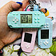 Брелок - тетрис Mini Game Player (с кольцом, карабином и колокольчиком) Нежно-розовый с белыми кнопками, фото 5