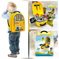 Детский игровой набор 2 в 1 Рюкзак Моя профессия чемоданчик - стол с ножками Стройка (юный строитель)