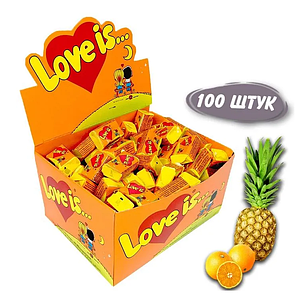 Блок жвачек Love is — "Ананас - Апельсин". 100 шт х 4,2 гр