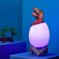 Светодиодный ночник Мезозой (лампа - ночник) 3D Динозавр игрушка с пультом управления, 16 цветов Фаброзавр