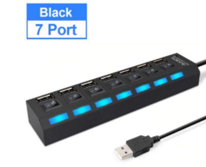 SMARTBUY (SBHA-7207-B) USB 2.0 хаб + выкл., 7 портов, черный - фото 1 - id-p215426779