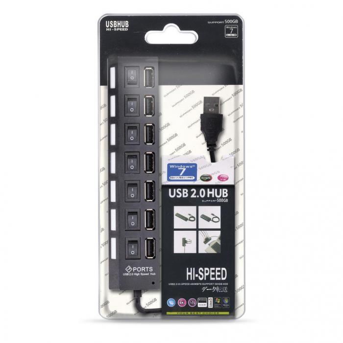 SMARTBUY (SBHA-7207-B) USB 2.0 хаб + выкл., 7 портов, черный - фото 2 - id-p215426779