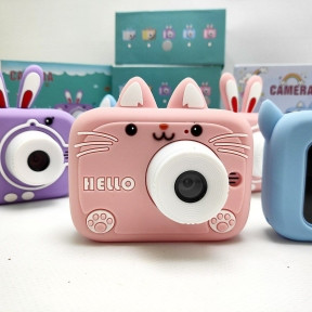 Детский цифровой мини фотоаппарат Childrens fun Camera (экран 2 дюйма, фото, видео, 5 встроенных игр) Розовый