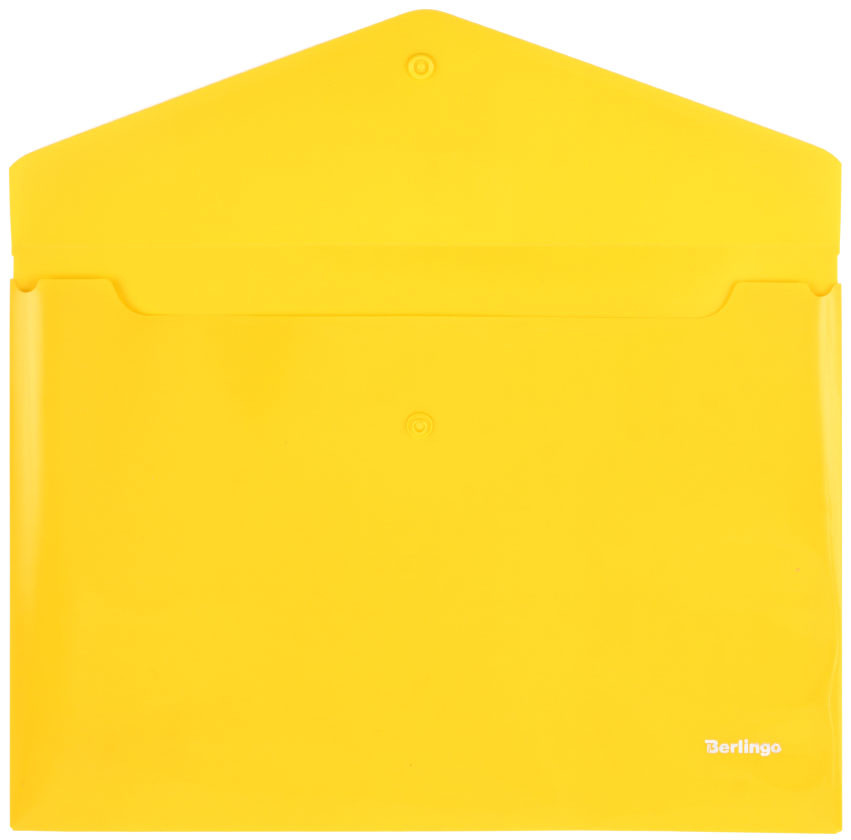 Папка-конверт пластиковая на кнопке Berlingo А4+ толщина пластика 0,18 мм, желтая