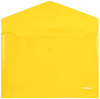 Папка-конверт пластиковая на кнопке Berlingo А4+ толщина пластика 0,18 мм, желтая