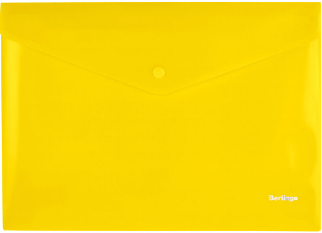 Папка-конверт пластиковая на кнопке Berlingo А4+ толщина пластика 0,18 мм, желтая - фото 2 - id-p215578368