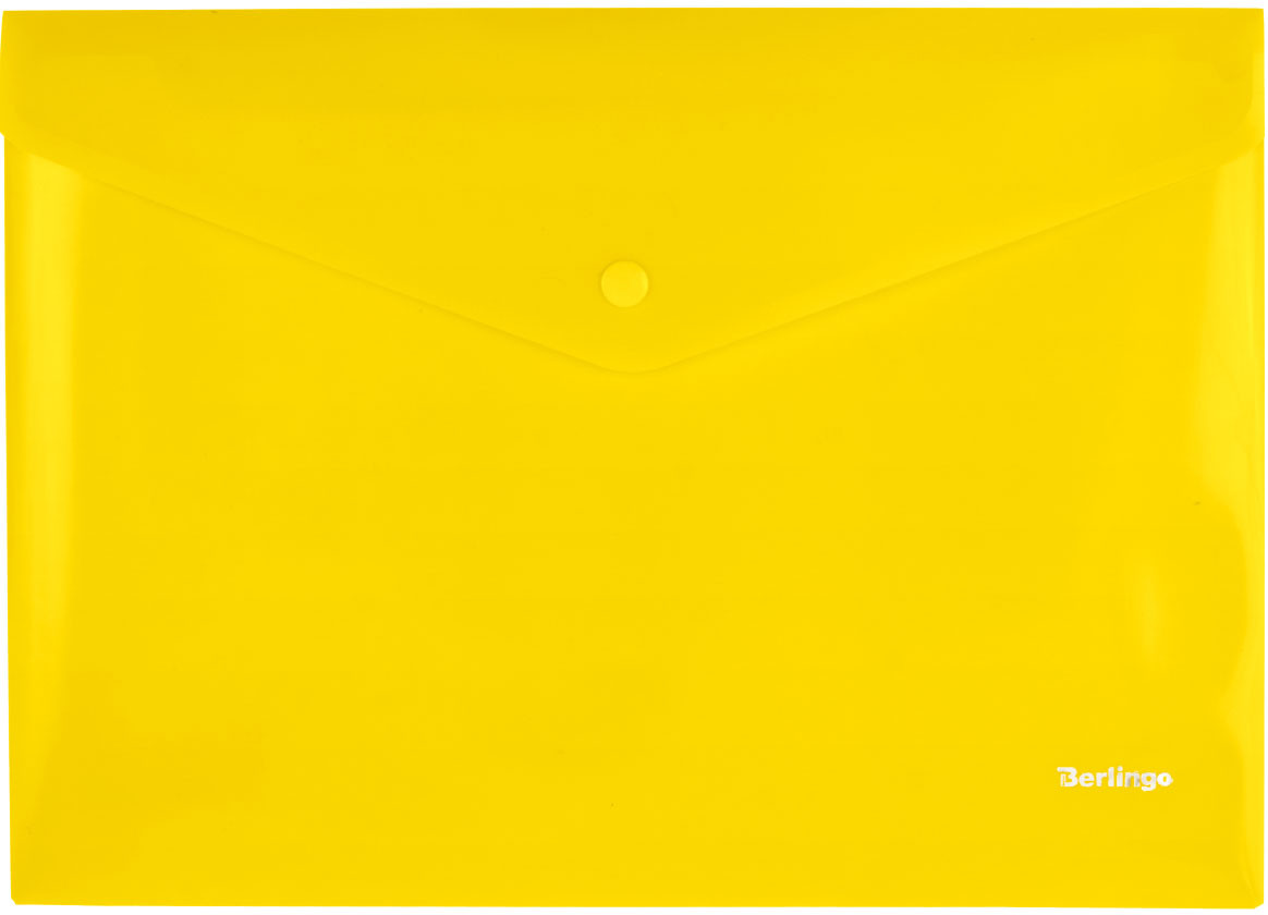 Папка-конверт пластиковая на кнопке Berlingo А4+ толщина пластика 0,18 мм, желтая - фото 3 - id-p215578368