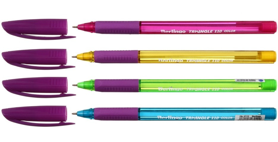 Ручка шариковая одноразовая Berlingo Triangle 110 Color корпус ассорти, стержень синий - фото 1 - id-p215578243