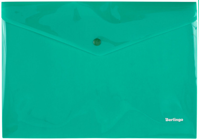 Папка-конверт пластиковая на кнопке Berlingo А4+ толщина пластика 0,18 мм, зеленая - фото 2 - id-p215578284