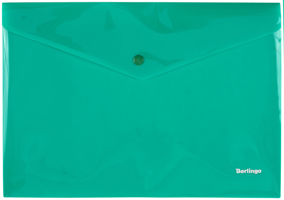 Папка-конверт пластиковая на кнопке Berlingo А4+ толщина пластика 0,18 мм, зеленая - фото 3 - id-p215578284