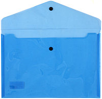 Папка-конверт пластиковая на кнопке «Стамм» А4+ толщина пластика 0,15 мм, прозрачная синяя