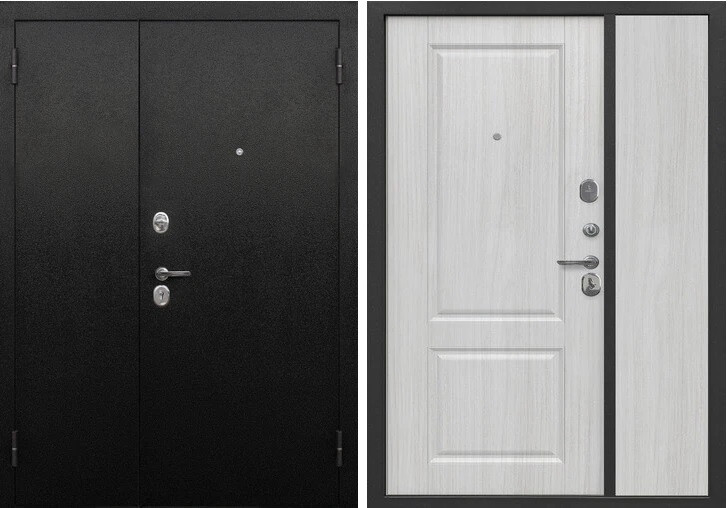 Двери входные металлические полуторные ТАЙГА 7 СМ БЕЛЫЙ КЛЕН - фото 1 - id-p215582163