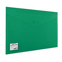 Папка-конверт  А4 на кнопке 200 мкм, зеленая BRAUBERG, 221363