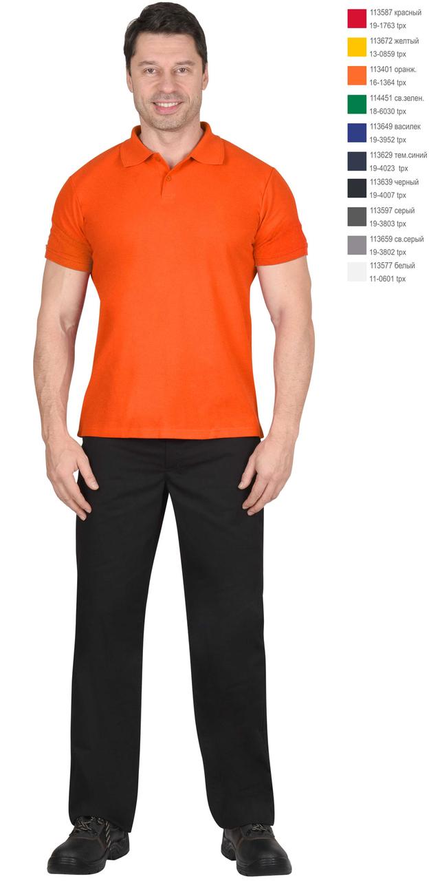 Рубашка-поло короткие рукава оранжевая, рукав с манжетом, пл. 180 г/кв.м. - фото 2 - id-p215583698