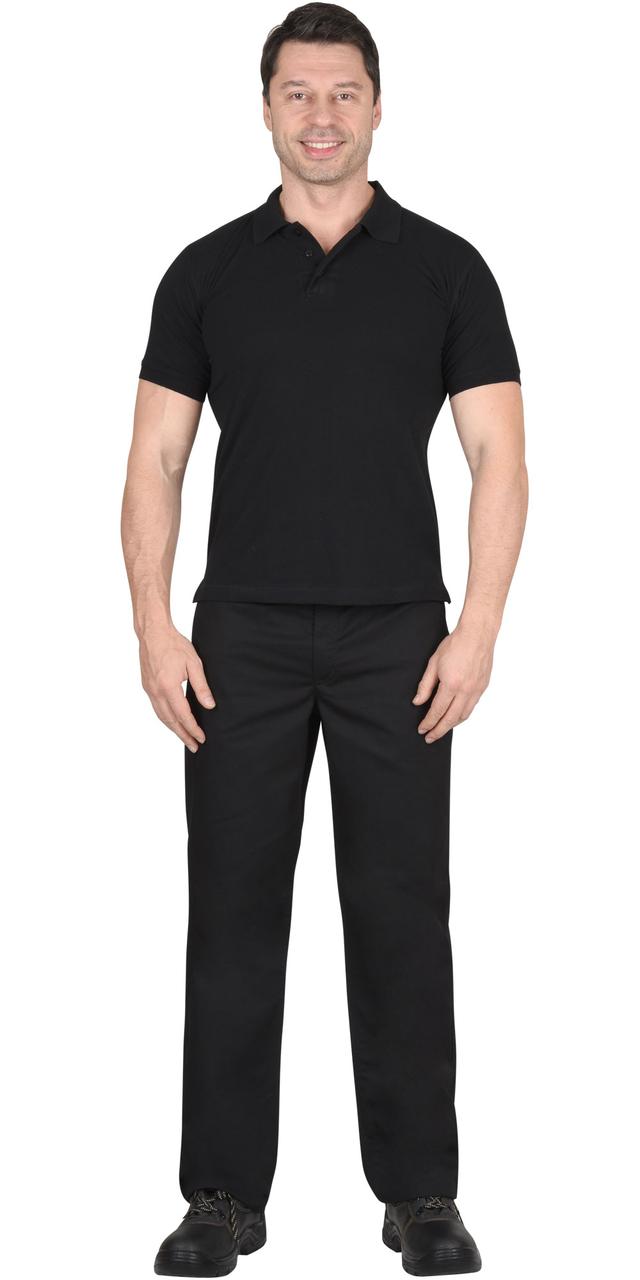 Рубашка-поло короткие рукава черная, рукав с манжетом, пл. 180 г/кв.м. - фото 1 - id-p215583703