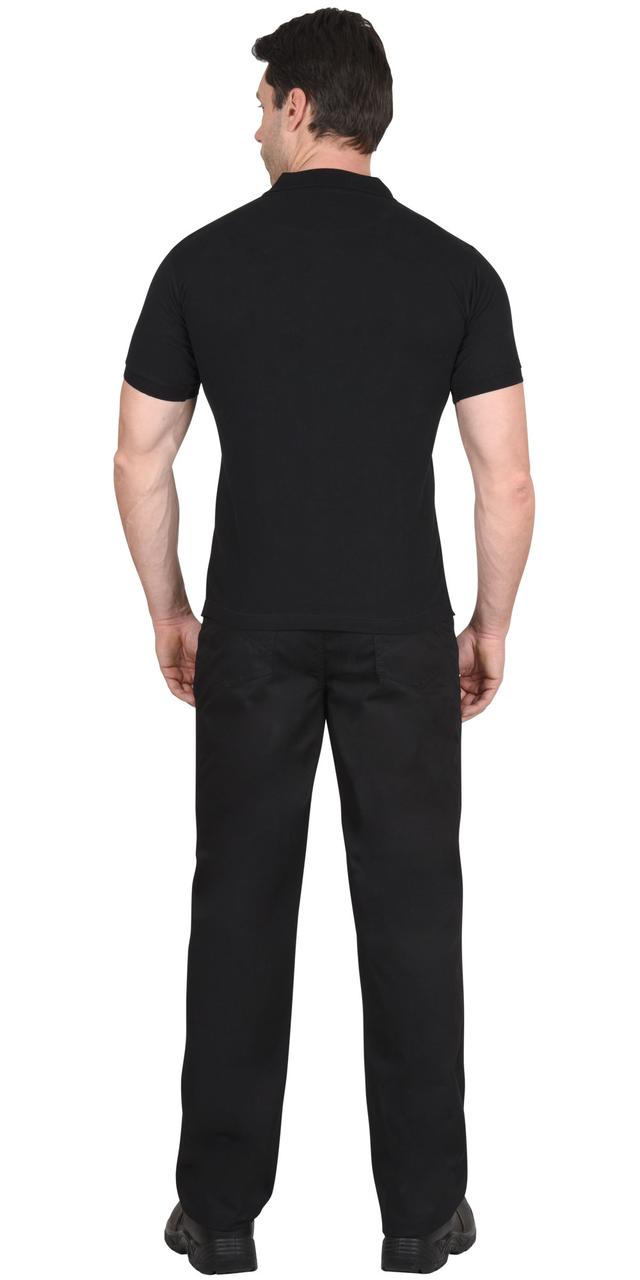 Рубашка-поло короткие рукава черная, рукав с манжетом, пл. 180 г/кв.м. - фото 3 - id-p215583703