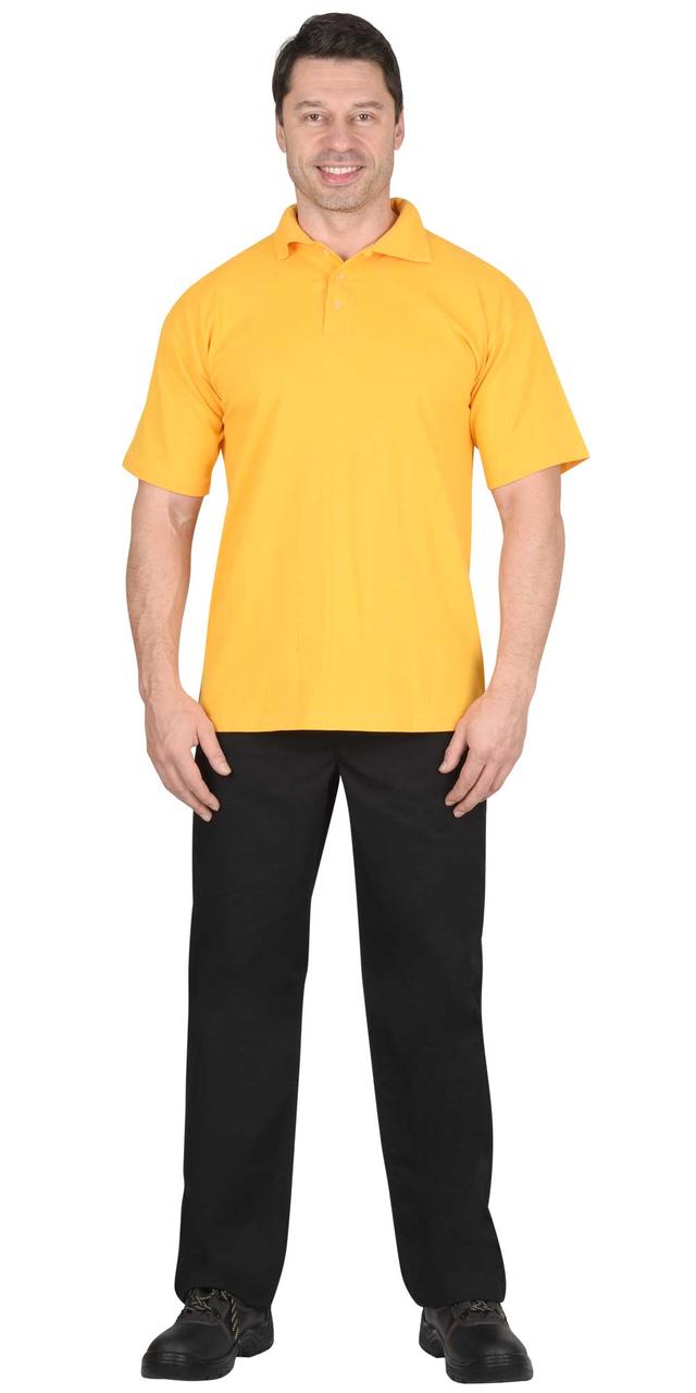 Рубашка-поло короткие рукава желтая, рукав с манжетом, пл. 180 г/кв.м. - фото 1 - id-p215583705
